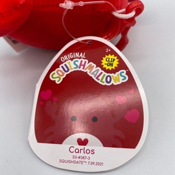 Squishmallow 3.5”  Carlos Love Crab Clip On Keychain Gift Plush Toy - Picture 3 of 7
